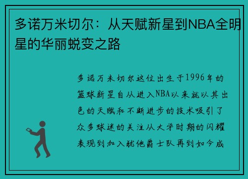 多诺万米切尔：从天赋新星到NBA全明星的华丽蜕变之路